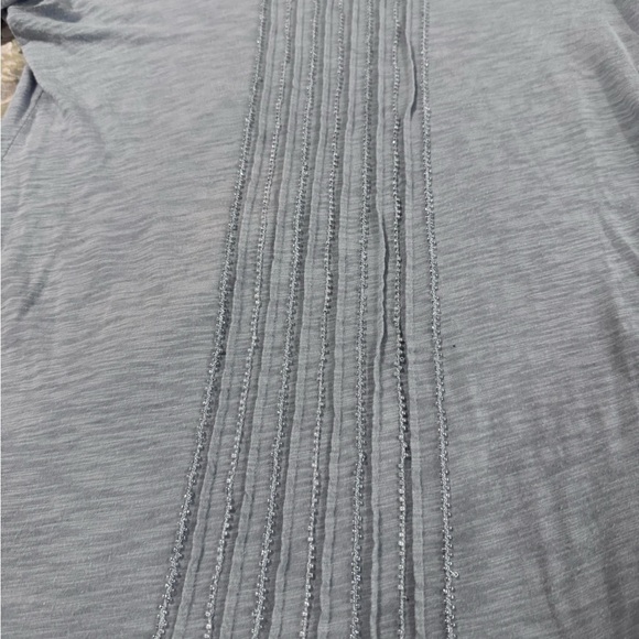 Talbots blue/Gray Fitted Short Sleeve Tee with Ribbed Detailing - Picture 7 of 8